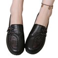 thumbnail image 4 of EKVAHL Women's Slip‑On Casual Loafers, PU Leather Vintage Walking Flats, Anti Slip Wide Fit Elderly Daily Walking Shoes Black, 4 of 5