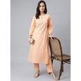 thumbnail image 3 of Janasya Indian Women's Melon Orange Cotton Printed Kurta with Pant, 3 of 9