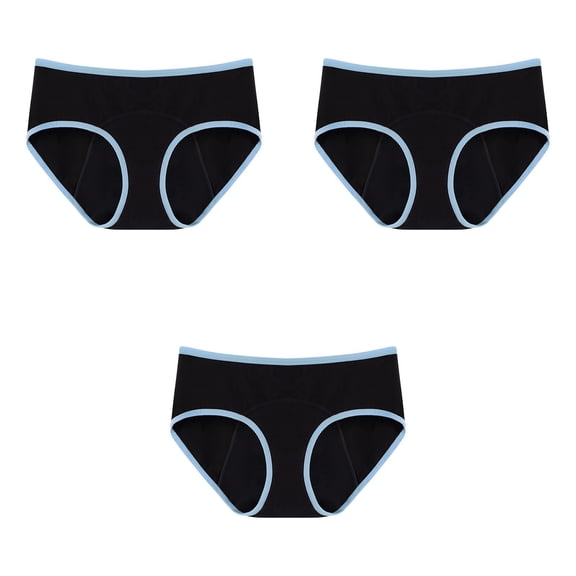 Xunlbb Underwear for Women,3PC Women's Large Size Four Layer Physiological Underwear With High Absorption Capacity, Breathable And Leak Proof Medium And Low Waisted Cotton Underwear (Light Blue S)