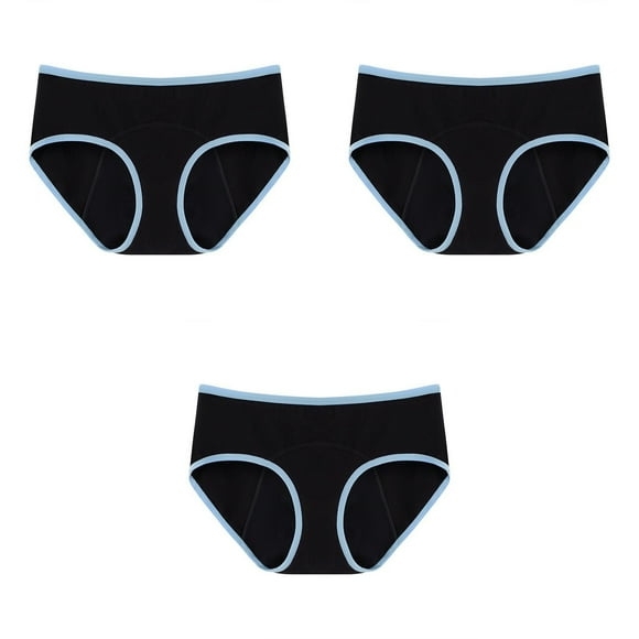 Xysaqa Underwear for Women Women's Underwear 3 Pack Women's Plus Size Period Underwear Four Layer Incontinence Underwear with High Absorption Capacity, Breathable Leak Proof Low Waisted Cotton Underwe
