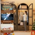 thumbnail image 3 of 71"H Arched Armoire Wardrobe Closet for Bedroom w/ Glass Door & LED Sensor Light, Wooden Wardrobe Closet Clothing Storage Cabinet w/1 Drawer & Hanging Rod, 3 of 10