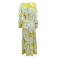 thumbnail image 4 of Lovskoo 2024 Women's Boho Floral Print Ruffle Long Puff Sleeve Deep V Neck Casual Chiffon Tiered Flowy Swing Party Long Maxi Dress Yellow L, 4 of 9
