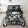 thumbnail image 2 of Homewish Boys Girls Gothic Skull Bedding Comforter Set 7pcs,Chic Floral Flowers Queen Bedding Sets Super Cozy,Bohemian Starry Sky Queen Sheet Sets,Microfiber Bedroom Decor,Reversible, 2 of 8