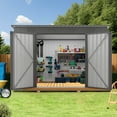thumbnail image 4 of Outdoor Storage Shed, 9' x 4' Metal Garden Tool Shed, Space-saving Lean-to Shed Wall Side Design, Sloping Roof, Reinforced Frame, with Window and 6 Air Vents, Lockable, 4 of 11