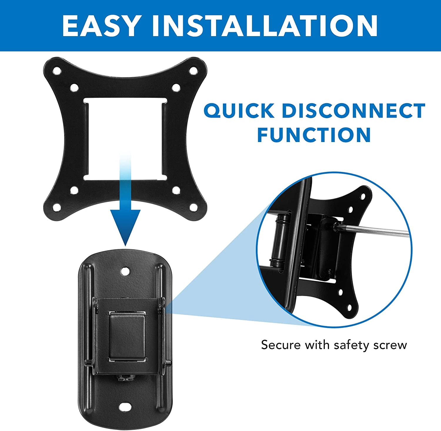 Small TV Wall Mount for 19–32 Inch Flat Screen TVs | Tilt and Swivel TV Wall Mount | Low Profile 2.4” Design | 75x75 100x100 | Single Stud Installation | 44 lb Capacity