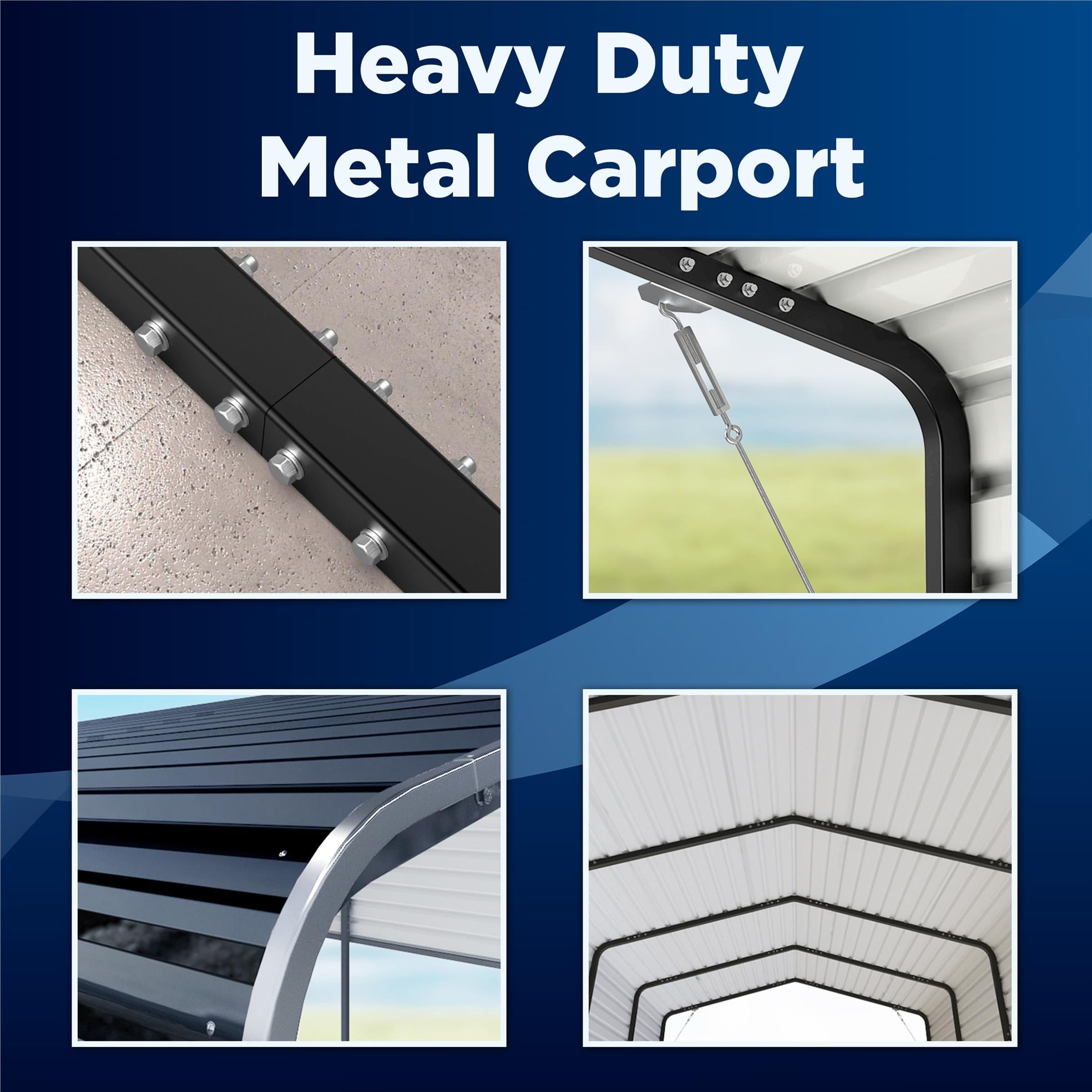 ALEKO Steel Carport with Corrugated Roof Panels 12 x 25 feet Black