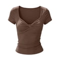 thumbnail image 7 of Kezqiaxn Summer Tops for Women Elastic Short Sleeve V-Neck Loose Shirts Business Dressy Work Blouses Women's Clothing, 7 of 7