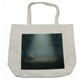 thumbnail image 1 of Forest Shopping Bag, Bench in the Park on Dark Mysterious Night Scary Forest Horror Theme Habitat Design, Eco-Friendly Reusable Bag for Groceries Beach and More, 15.5" X 14.5", Cream, by Ambesonne, 1 of 2