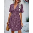 thumbnail image 5 of Women Summer Dresses Short Sleeve V Neck Floral Midi Sundress M, 5 of 7
