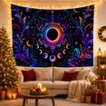 thumbnail image 3 of Eclipse Mandala With Moons and Flourishes, Mystical Celestial Style for Astrology Fans, Cosmic Wall Art, Housewarming Gift, Tapestry Wall Hanging for Bedroom and Meditation Room, 3 of 6
