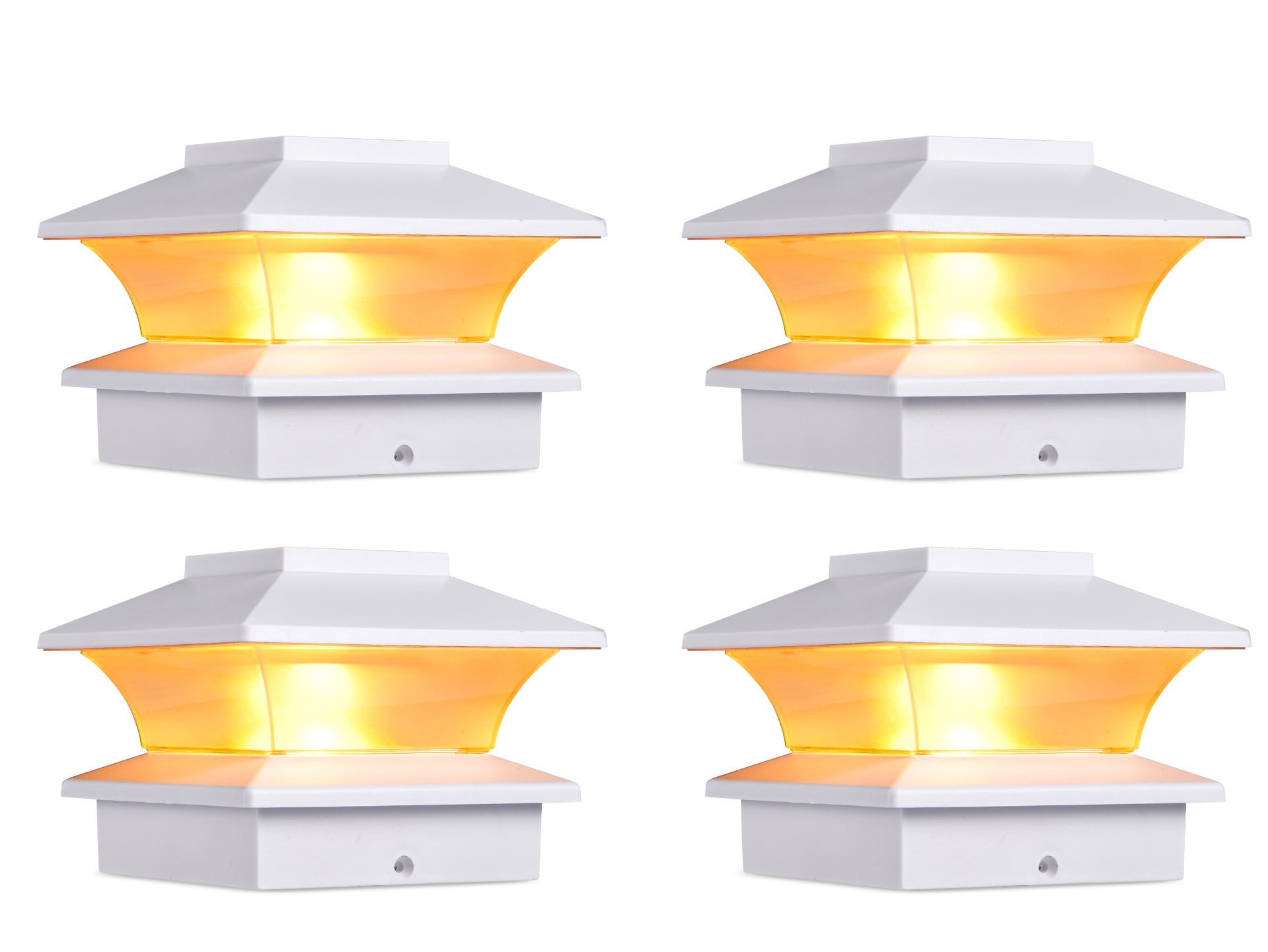Pack of 4 Solar Powered White Outdoor Garden Deck Patio ... Pack of 4 Solar Powered White Outdoor Garden Deck Patio ...