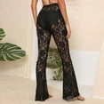 thumbnail image 5 of Utoimkio Clearance Women's Wide Leg Beach Pants Summer Casual Loose High Waisted Hollow Out Flare Pants for Women, 5 of 9