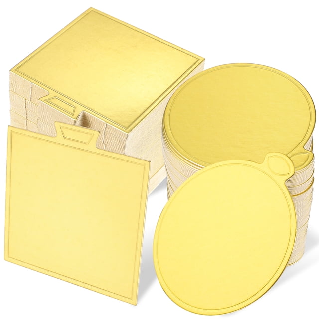200 Pcs Planches à Gâteau Carrées et Rondes Bases de Gâteau Papier à Gâteau Plateaux d'Exposition pour Cupcakes et Desserts
