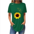 thumbnail image 1 of Tops de Verano de las Mujeres Suelto Ajuste Girasol Impresión Cuello Redondo Suelto 3/4 Manga Superior, Tops de Moda de las Mujeres, 1 of 3