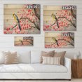 thumbnail image 4 of Designart 'Beautiful Red Bird Sitting On Flowering Branch II' Traditional Print on Natural Pine Wood, 4 of 5