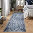 thumbnail image 3 of Bloom Rugs Washable Non-Slip 12 ft Runner - Ivory / Denim Blue Traditional Medallion Runner for Entryway, Hallway, Bathroom, and Kitchen - Exact size: 2.5' x 12', 3 of 10