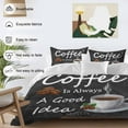 thumbnail image 3 of Coffee Beans Duvet Cover Set Twin Size, Coffee Cup Letterings Art Print 4 Piece Soft Microfiber Bedding Set with 1 Duvet Cover, 1 Flat Sheet, 2 Pillowcases, 3 of 9