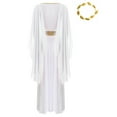 thumbnail image 4 of Aislor Womens Ancient Roman Queen Toga Robe Dress with Leaf Garland Headwear Greek Beauty Costume White L, 4 of 7
