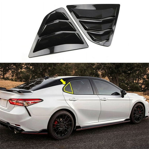 Carbon Fiber Look Rear Side Window Quarter Louver Cover Trim For Toyota Camry 2018-2023