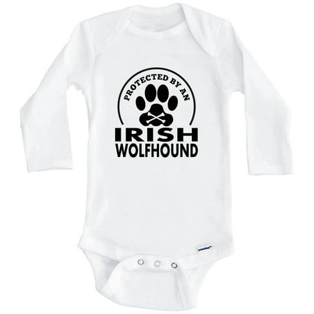 

Protected By An Irish Wolfhound Funny One Piece Baby Bodysuit (Long Sleeve) 6-9 Months White