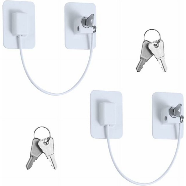 2 cerraduras de seguridad para ventanas para niños, cerraduras de protección para ventanas para niños con 4 llaves, cerradura adhesiva fuerte para frigorífico para cerradura de puerta, armario, armari