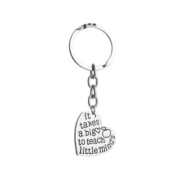 Youkk Teacher Keychains Bulk Heart-shape Key Chain with Smooth Stainless Steel Durable Rust Protection Charms Pendants D1114 1Set