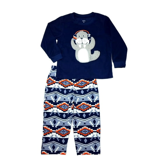 Carter's Boys' Toddler 2-Piece Fleece Pajama Set Sleepwear, Walrus Blue, Size 3T