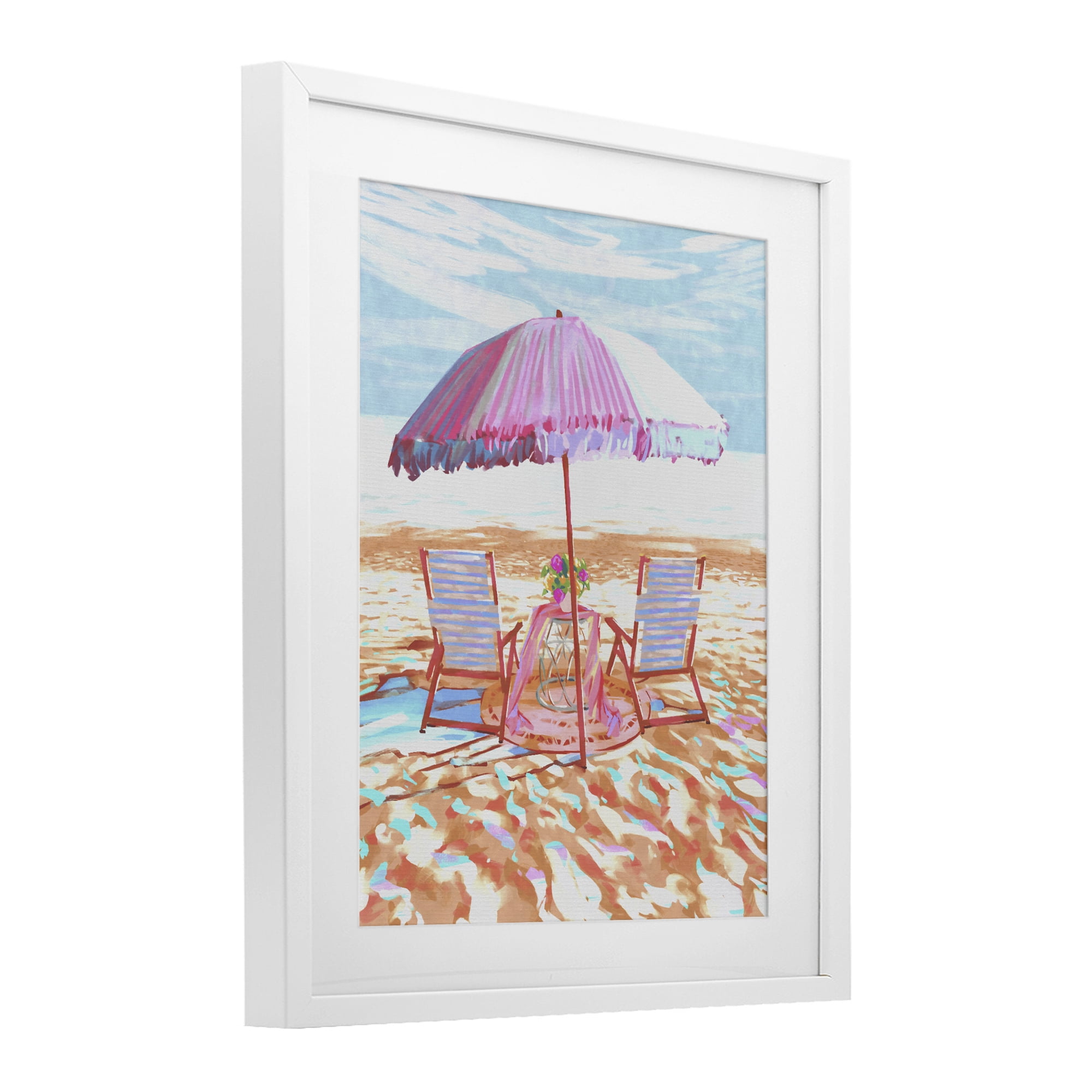 Stupell Industries Seaside Summer Picnic For Two White Framed Print Under Glass, design by Ziwei Li