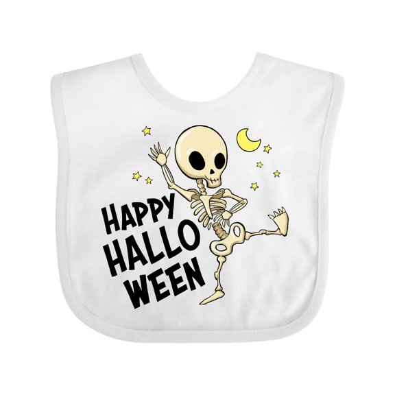 Inktastic Happy Halloween with Dancing Skeleton Boys or Girls Baby Bib