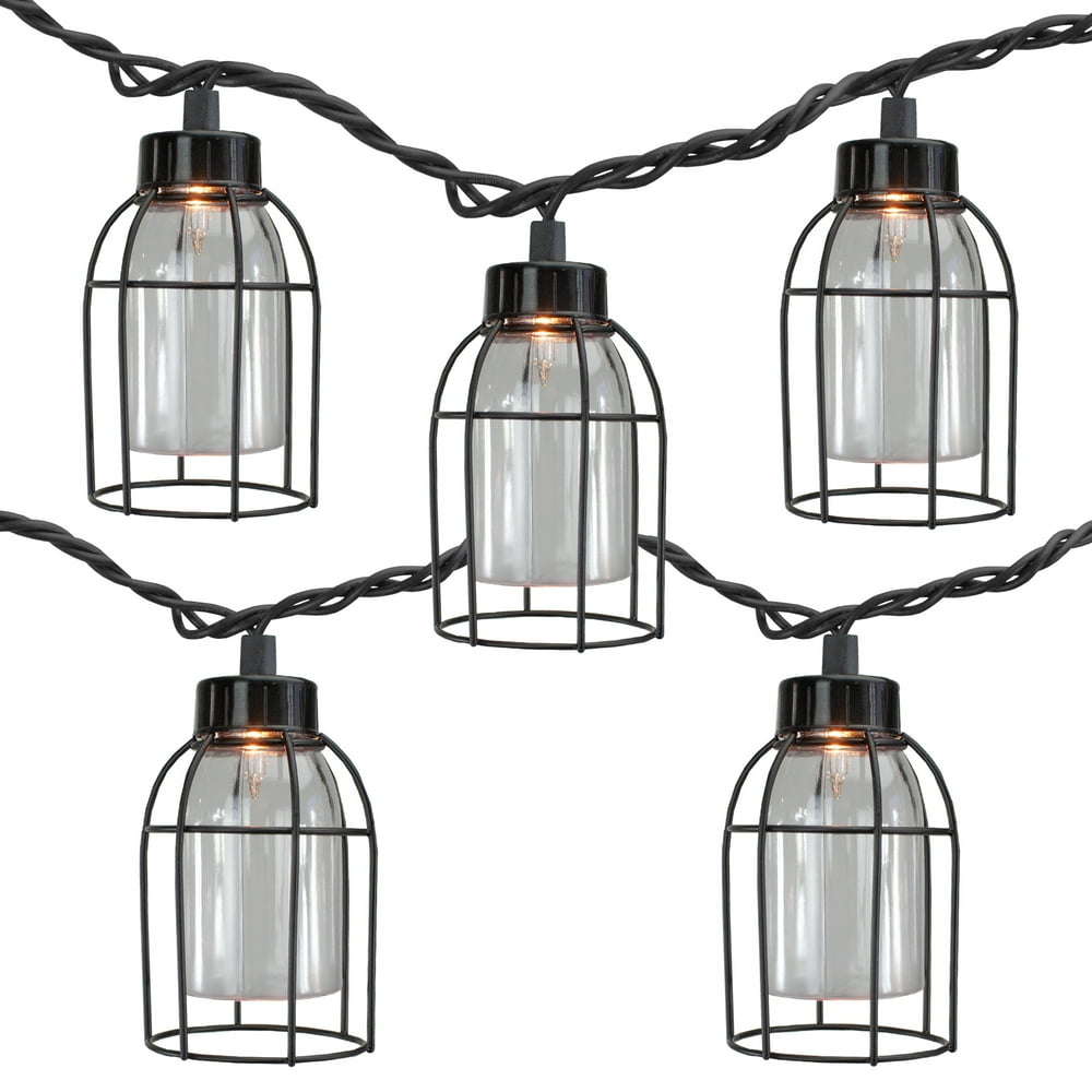 10 Count Vintage Style Edison Cage Novelty String Lights, 6.5 ft Black