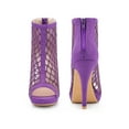thumbnail image 4 of BLISSFUL STEP Platform Peep Toe Mesh Back Zip Stiletto Heel Sandal for Women Purple (Size 9), 4 of 4