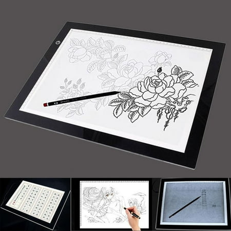 Usb Powered Led Lights Ice Ultra Slim Tracing Board A4 LED Light Box tracer USB Power LED Artcraft Tracing Light Pad with 10 Practice paper for Designing Drawing ()