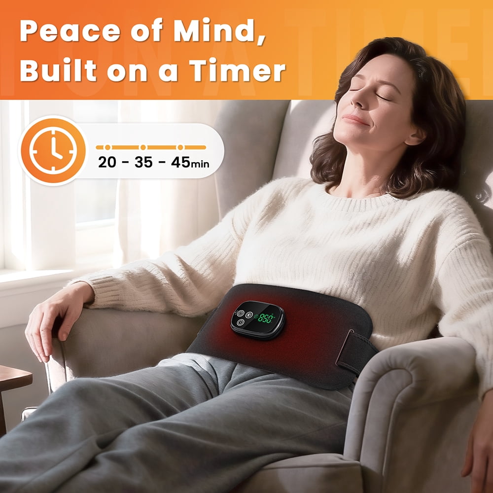 Wearable Heating Pad for Back, 660nm 850nm LED Energy Beads, Cordless Belly Heating Pad, Waist Belt Wrap with Heat 4 Levels, 3 Intensity Modes, 5000mAh Battery for Period Cramps