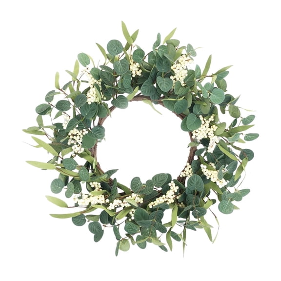 Artificial Wreath Spring Summer Wreath for Front Door Outside Farmhouse Decor Eucalyptus Wreath Wall Decoration 20"