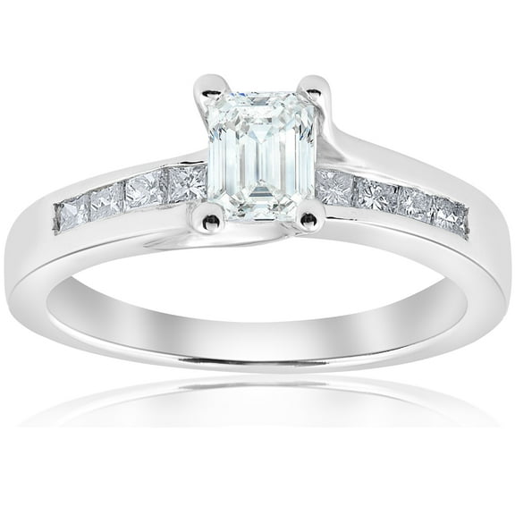 Pompeii 1 1/2ct Emerald Cut Diamond  Engagement Ring 14k White Gold ((G-H),SI(1)-SI(2))
