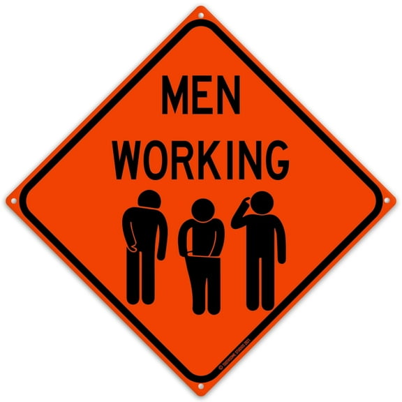 Men Working 12" x 12" Funny Tin Work Sign For Man Cave Garage Workshop Office Bar Father's Day Gift Home Decor