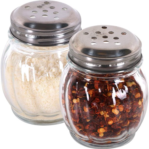 Mr. Kitchens Red Pepper Shaker or Parmesan Cheese Shaker; Bulk Swirl Glass Cheese Shaker Set