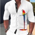 thumbnail image 4 of Camisa de moda para hombre nueva con estampado 3D de loro, camisa de manga larga con cuello alto, ropa informal de calle, ropa de diseñador informal en 5 colores, 4 of 4