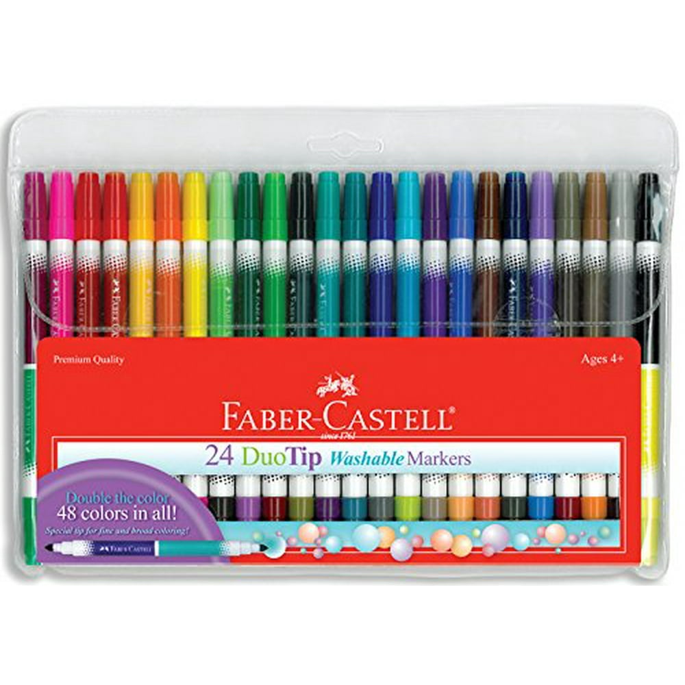 FaberCastell DuoTip Washable Markers 24 Markers, 48 Colors