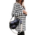 thumbnail image 1 of Chaqueta Informal de Lana con Solapa y Larga para Mujer, con Estampado y Doble Botonadura, A Cuadros Pata de Gallo S, 1 of 10