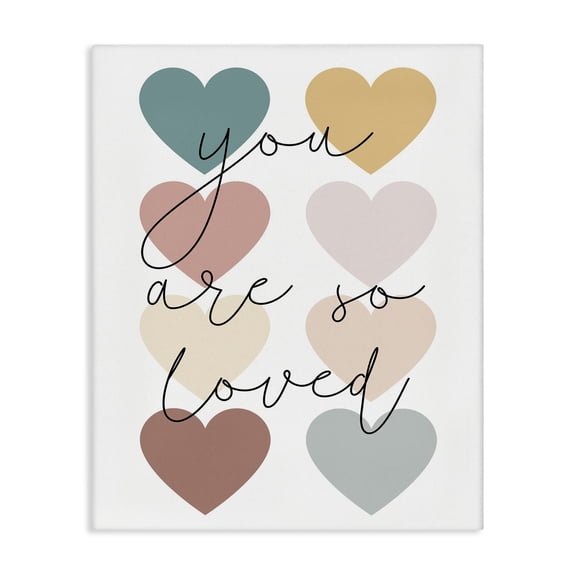 Stupell Industries Contemporary You Are Loved Hearts Canvas Art, 16 x 20, by Katie Griggs