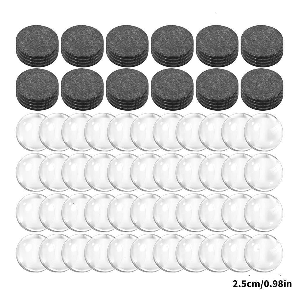 NANMELX 48Pcs Clear Glass Cabochons and Craft Magnets with Adhesive Backing for Fridge