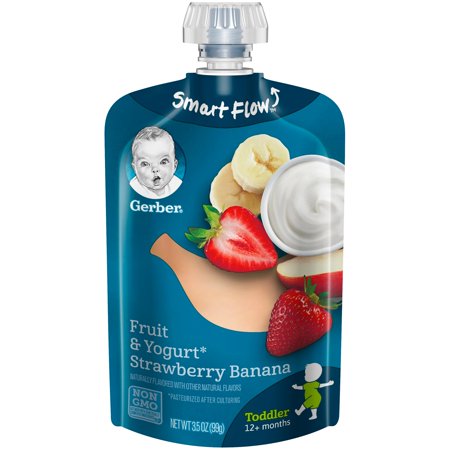 Gerber Toddler Food, Fruit & Yogurt Strawberry Banana , 3.5 oz Pouch (Pack of (Best Baby Food Pouches)