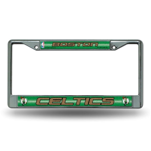 Boston Basketball Celtics Standard Size Chrome License Plate Frame - It Sparkles! - Let's Go!