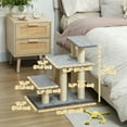 thumbnail image 3 of PawHut 3-Tier Dog Stairs with 6 Sisal Scratching Post for Small Pets, Grey, 3 of 10
