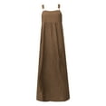 thumbnail image 4 of YFELWZ Combinaisons Grande Taille pour Femmes Printemps Été Robe Décontractée en Lin à Bretelles Café XXXXXL, 4 of 4