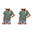 thumbnail image 4 of Minnieouse Camiseta de mujer con volantes de Color sólido cuello estética linda blusa suelta fiesta noche Club verano Top niñas ropa Type15 NO15, 4 of 6
