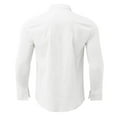 thumbnail image 4 of Chemises en Lin pour Hommes à Manches Longues, Boutonnées, Décontractées, Coupe Régulière, Été, Plage, 4 of 7