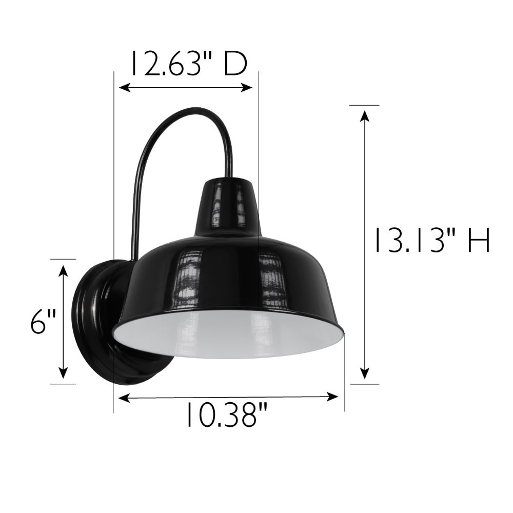 Design House Mason Industrial Barn Indoor/Outdoor Wall Mount Light with Metal Shade, Satin Black