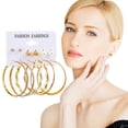 thumbnail image 2 of Pearl Earring Set Fashion Hoop Creative Metal Geometric Hoop Earrings Women, 2 of 9
